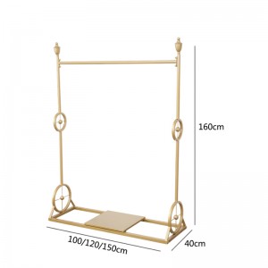 TMJ PP-565 Multifunctional height adjustable golden metal clothes display stand